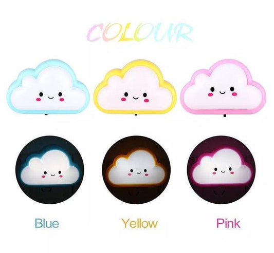 Smiley Cloud Plug-In LED Night Light – Soft Warm Glow Baby Lamp, Kids Night Light for Bedroom & Nursery