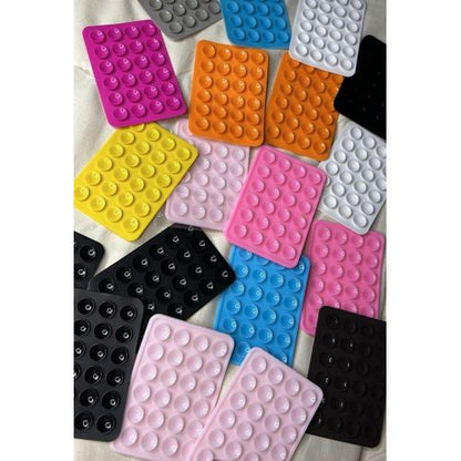 Double Side Silicone Suction Pad Phone Holder – Self-Adhesive Square Rubber Grip Pad for All Mobiles & Tablets