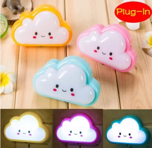 Smiley Cloud Plug-In LED Night Light – Soft Warm Glow Baby Lamp, Kids Night Light for Bedroom & Nursery