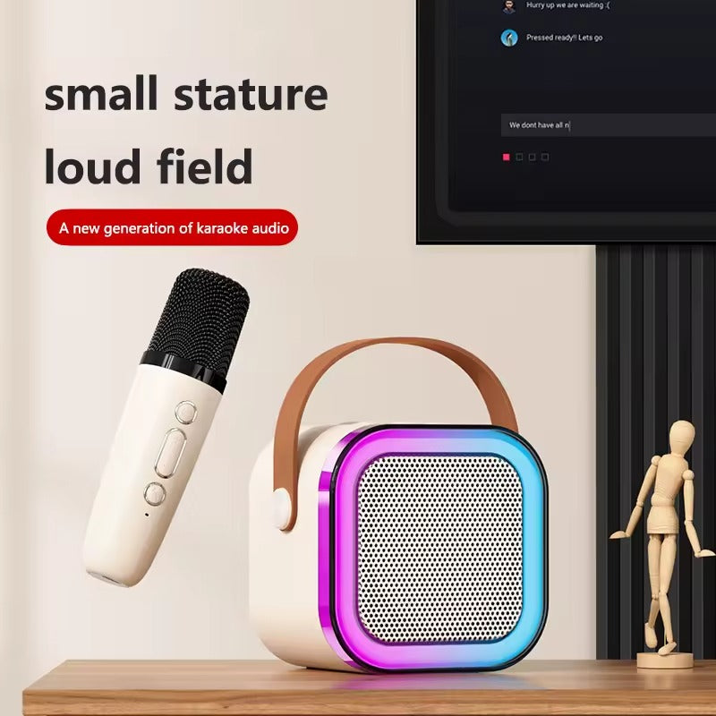 Portable Bluetooth Speaker with Wireless Mic | RGB LED Lights | High Bass Rechargeable Karaoke Speaker