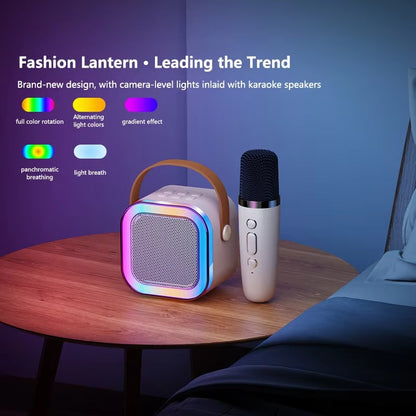 Portable Bluetooth Speaker with Wireless Mic | RGB LED Lights | High Bass Rechargeable Karaoke Speaker