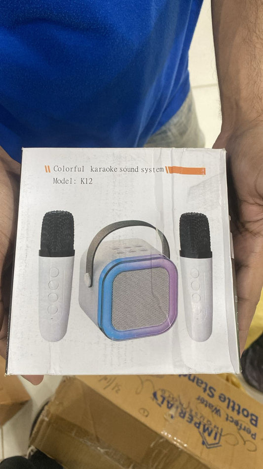 Portable Bluetooth Speaker with Wireless Mic | RGB LED Lights | High Bass Rechargeable Karaoke Speaker