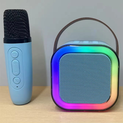 Portable Bluetooth Speaker with Wireless Mic | RGB LED Lights | High Bass Rechargeable Karaoke Speaker