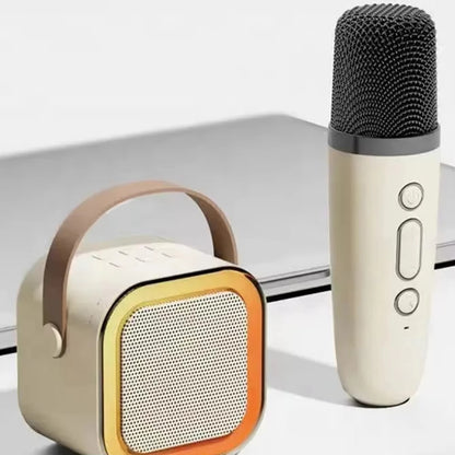 Portable Bluetooth Speaker with Wireless Mic | RGB LED Lights | High Bass Rechargeable Karaoke Speaker