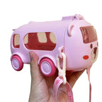 Bus Water Bottle | Kids Cute Bus Shape | Strap, Sipper & Straw