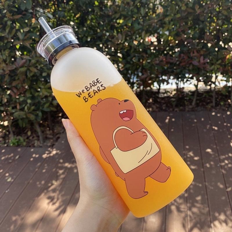 We Bear Panda Water Bottle 1000ml With Two Caps And Straw