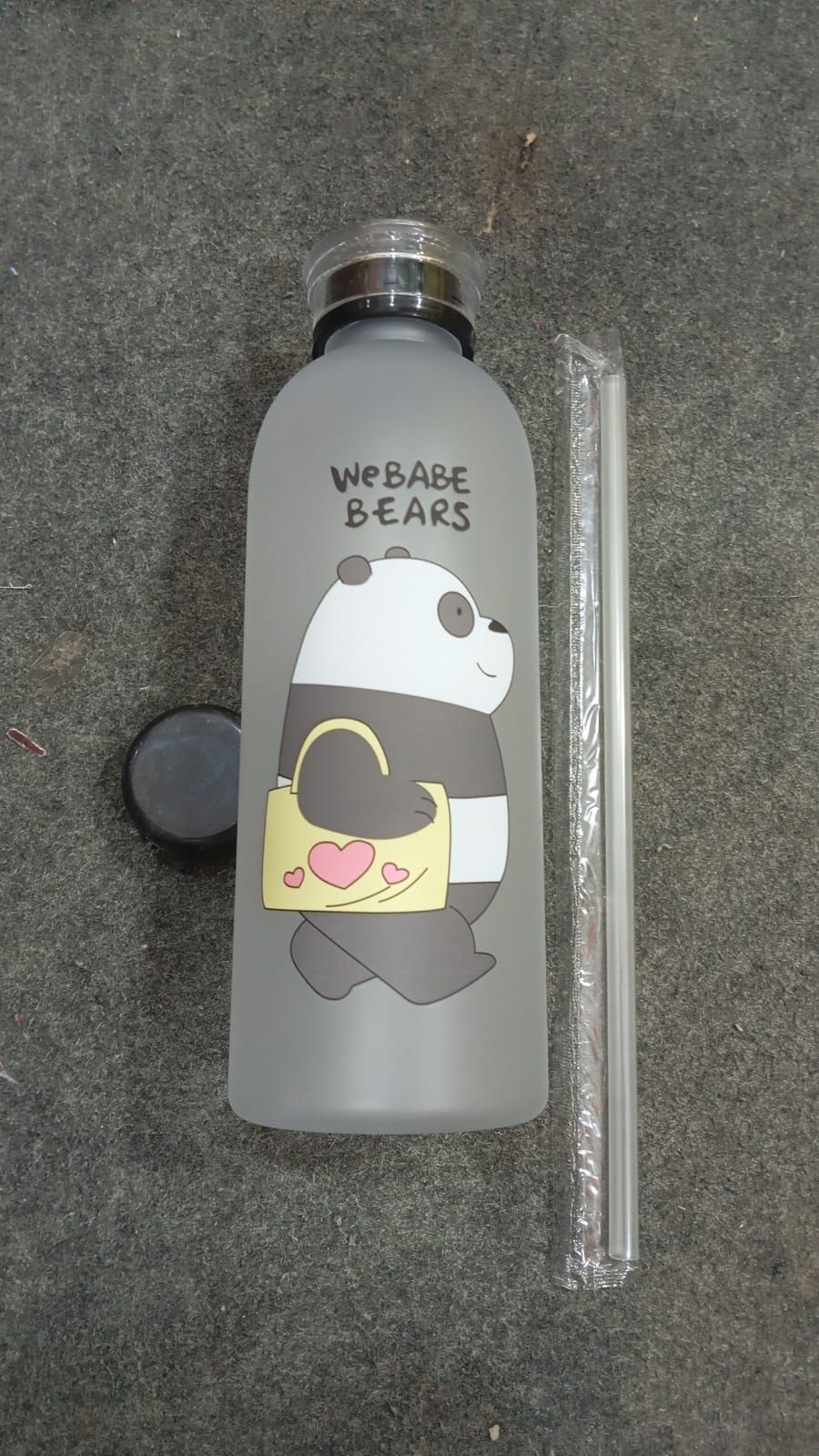 We Bear Panda Water Bottle 1000ml With Two Caps And Straw