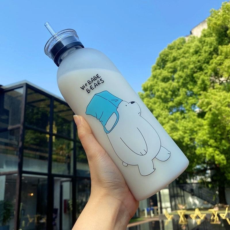 We Bear Panda Water Bottle 1000ml With Two Caps And Straw