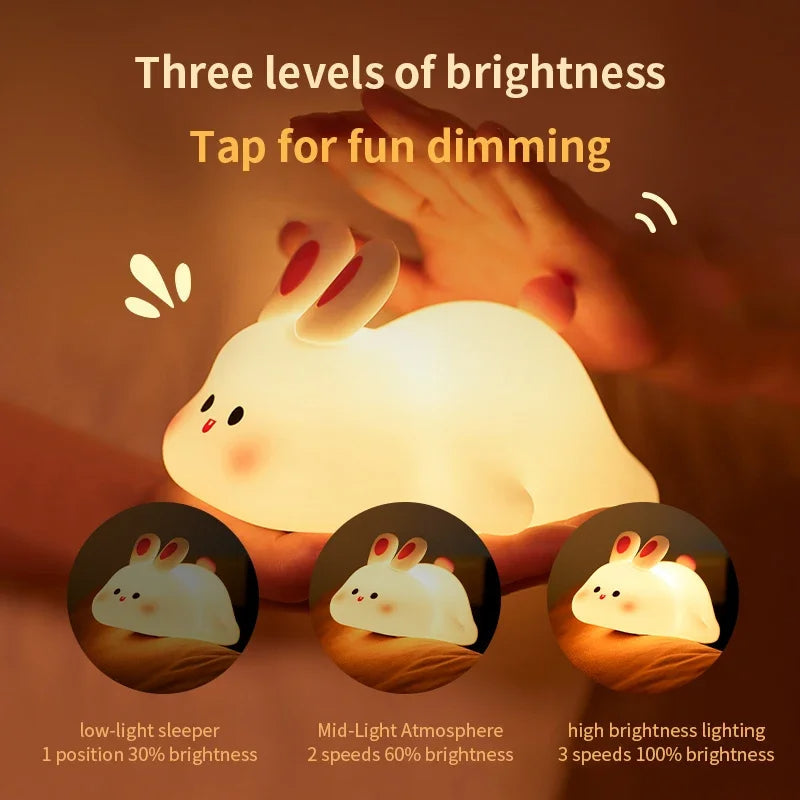 Cute Rabbit Silicone Lamp Soft Touch Night Light