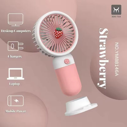 Rechargeable Mini Handy Fruit Character Fan Portable USB- With Cable
