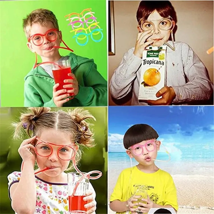 Funny Silly Straw Glasses for Kids and Adults - Creative Flexible Drinking Straw Eyeglasses Fun Party Accessory