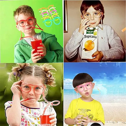 Funny Silly Straw Glasses for Kids and Adults - Creative Flexible Drinking Straw Eyeglasses Fun Party Accessory