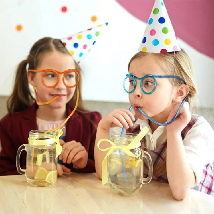 Funny Silly Straw Glasses for Kids and Adults - Creative Flexible Drinking Straw Eyeglasses Fun Party Accessory