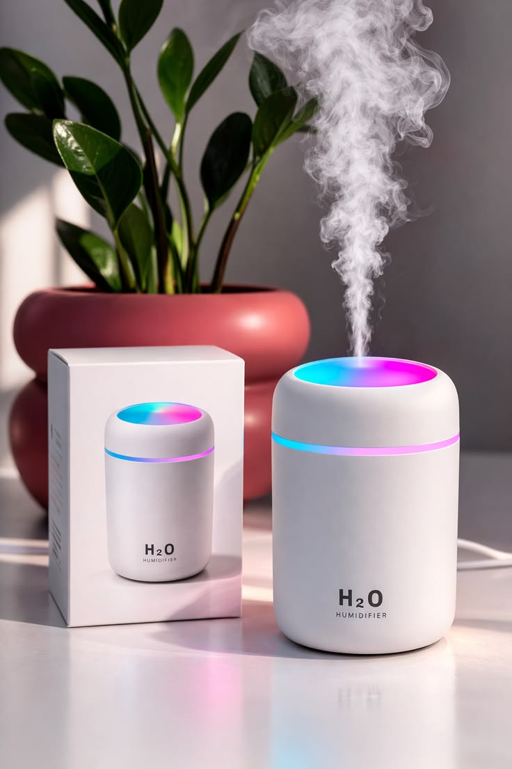 Creative Zip-top Can Air Humidifier USB Mist Maker Fogger with Colorful LED Light for Home Car Portable