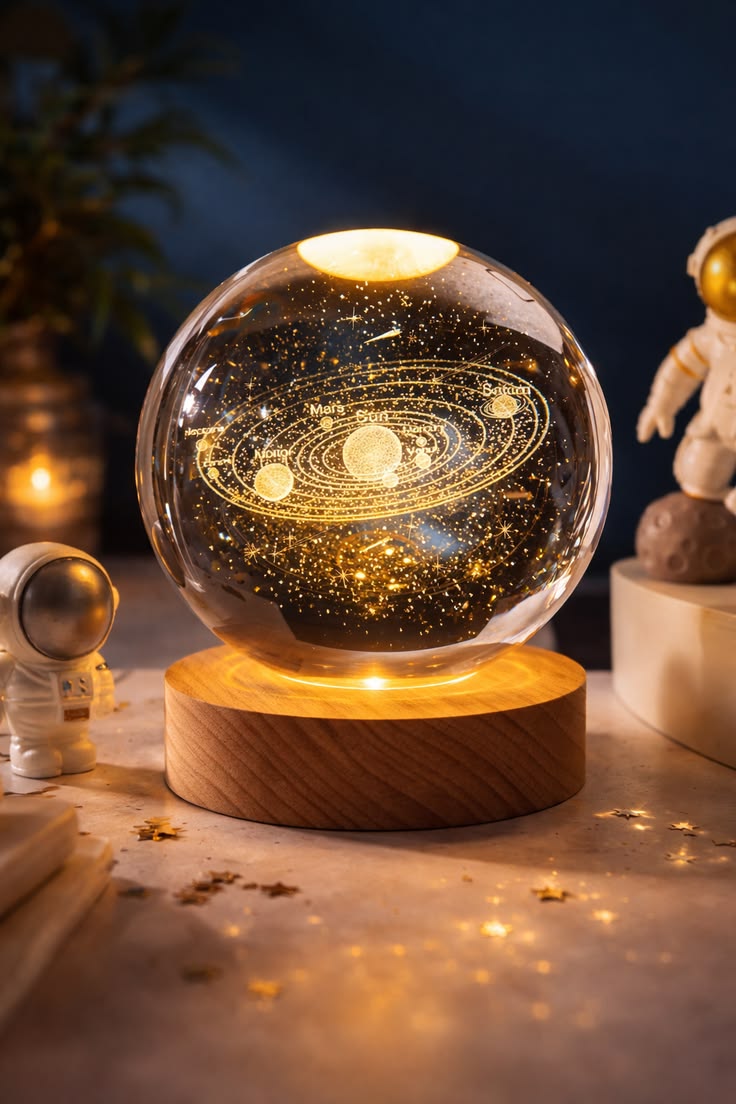 3D Crystal Ball Lamp | LED Crystal Galaxy Lamp For Room & Home Decoration
