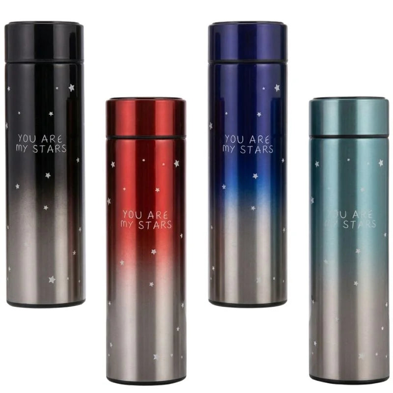 LED Temperature Display Water Bottle Stars Design