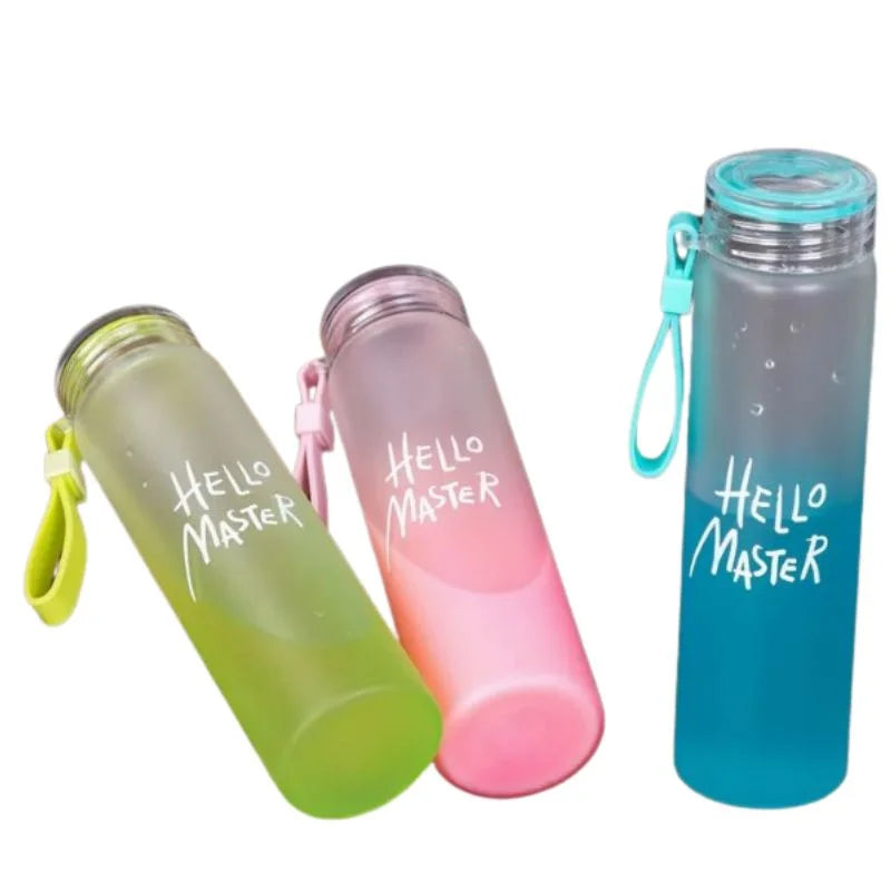 Blue Frosted Glass Water Bottle | Leak-Proof | 400ml