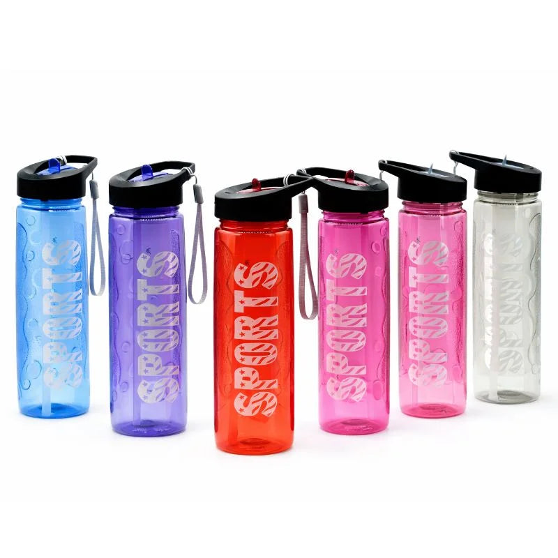 Purple Stylish Water Sport Bottle 1000ml with Straw