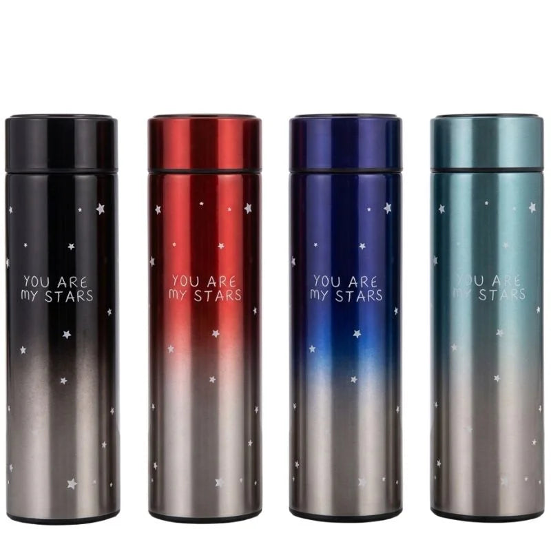 LED Temperature Display Water Bottle Stars Design