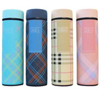 LED Temperature Display Water Bottle | Checkered Design 500 ML