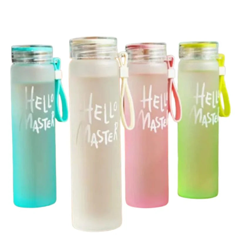 Blue Frosted Glass Water Bottle | Leak-Proof | 400ml