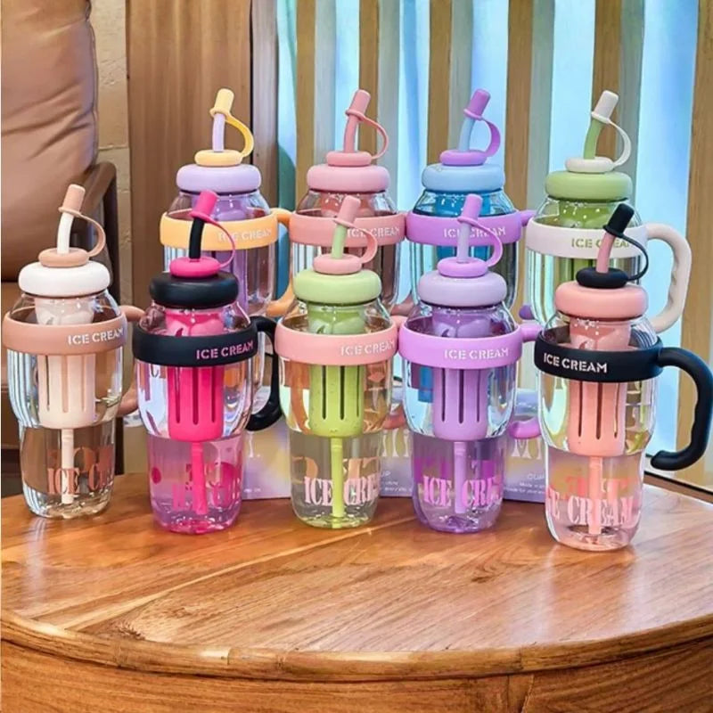 Ice Cream Water Bottle with Straw & Tea Infuser | 1400ml