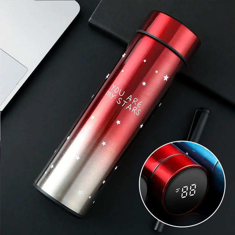 LED Temperature Display Water Bottle Stars Design