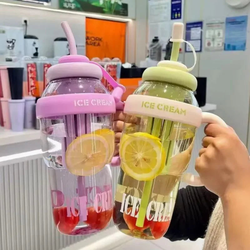 Ice Cream Water Bottle with Straw & Tea Infuser | 1400ml