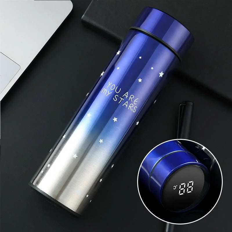 LED Temperature Display Water Bottle Stars Design