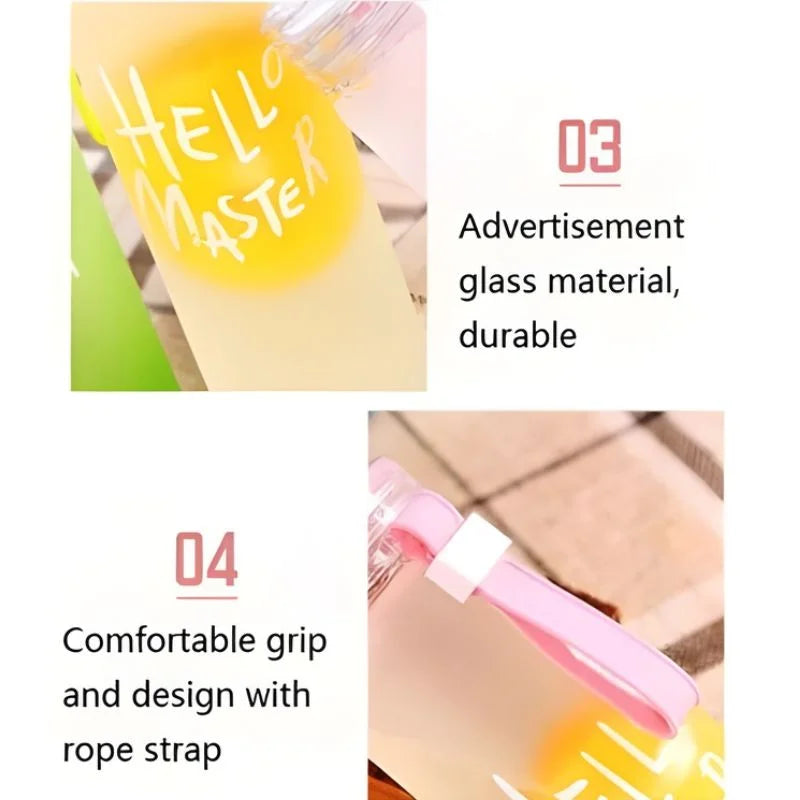 Blue Frosted Glass Water Bottle | Leak-Proof | 400ml
