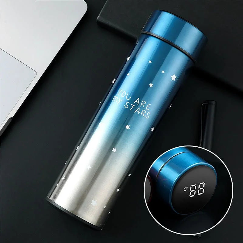 LED Temperature Display Water Bottle Stars Design