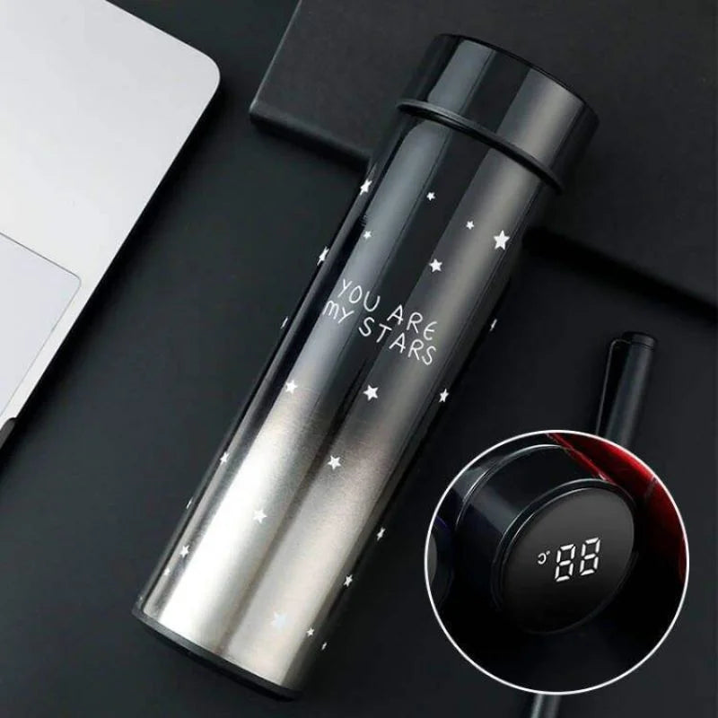 LED Temperature Display Water Bottle Stars Design