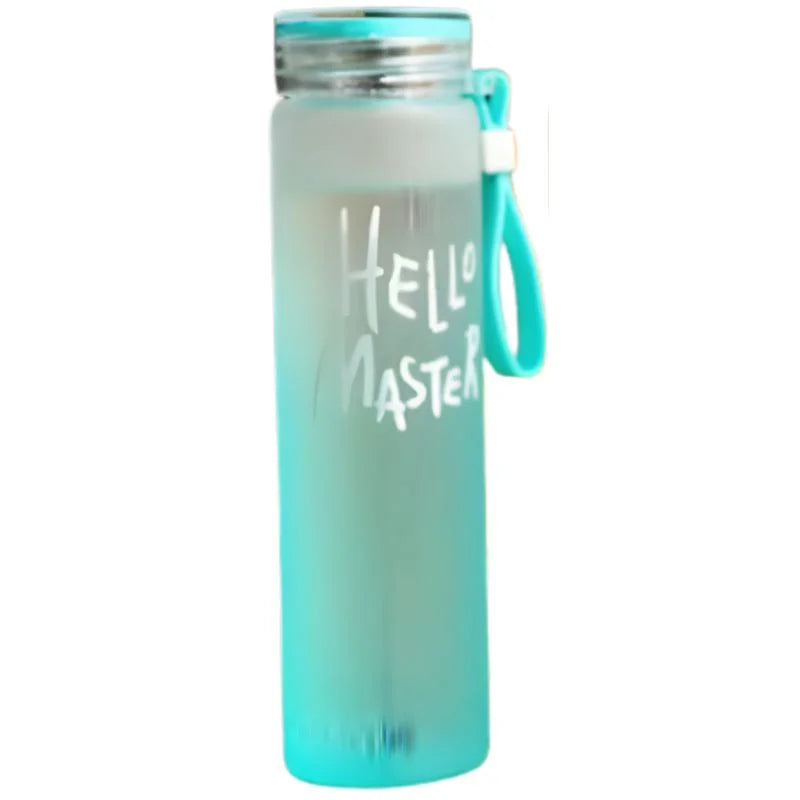 Blue Frosted Glass Water Bottle | Leak-Proof | 400ml