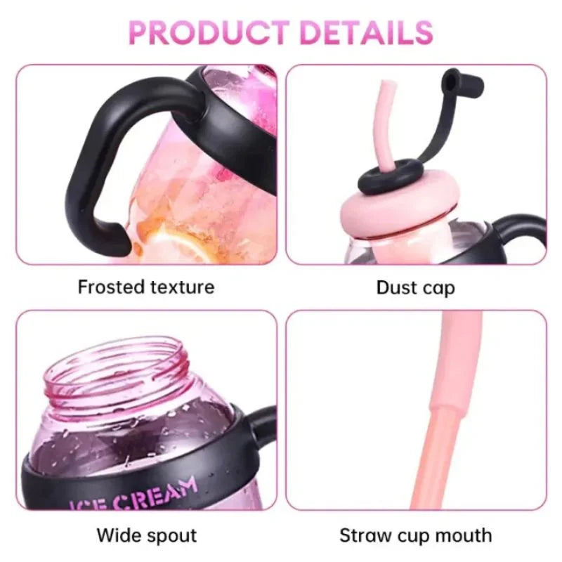 Ice Cream Water Bottle with Straw & Tea Infuser | 1400ml