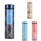 LED Temperature Display Water Bottle | Checkered Design 500 ML